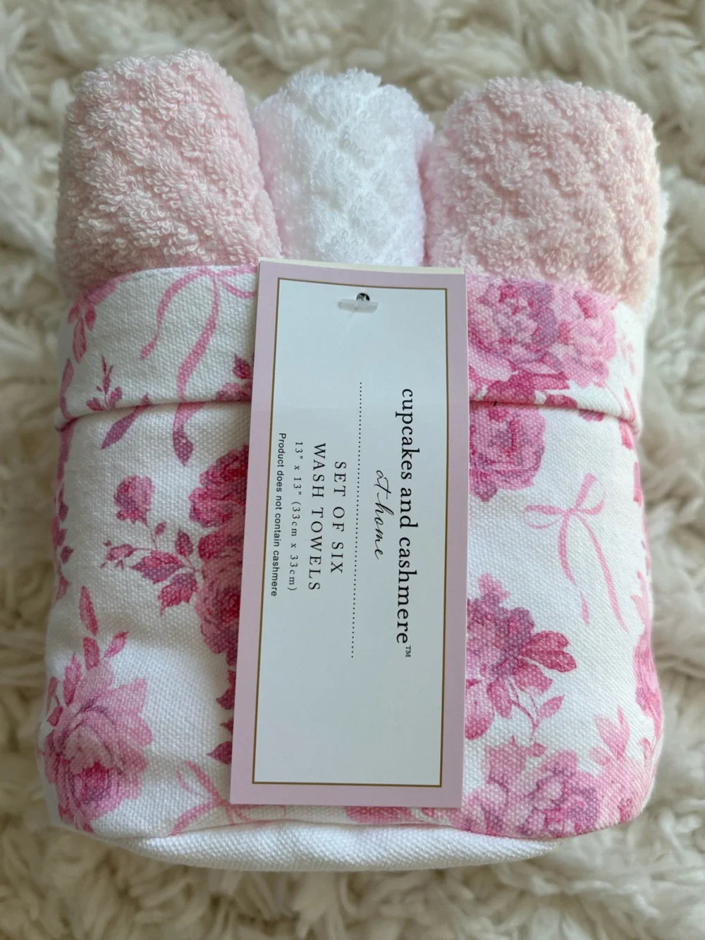 Cupcakes & Cashmere wash towels ~ set of 6 🌸🎀